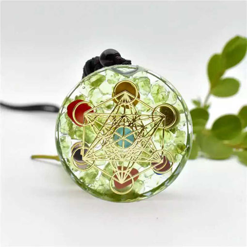 Picture of Mulany MN112 Chakra Flower of Life Orgonite Necklace