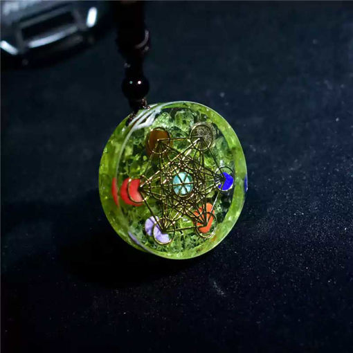 Picture of Mulany MN112 Chakra Flower of Life Orgonite Necklace