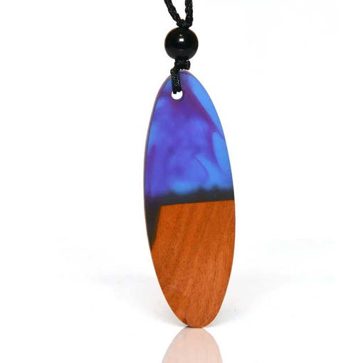 Picture of Mulany MN102 Handmade Pendant Wood Resin Leaf Amulet Necklace