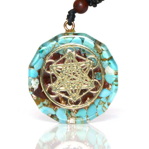 Picture of Mulany MN106 Turquoise Reiki Om Yoga Orgonite Necklace