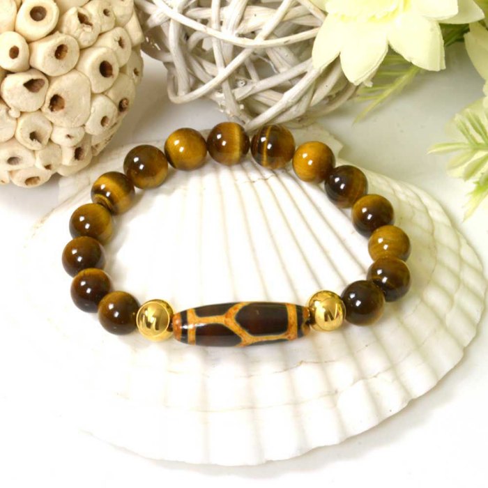Hình ảnh Vòng Tay MB8028 Đá Mắt Hổ Với Charm Dzi