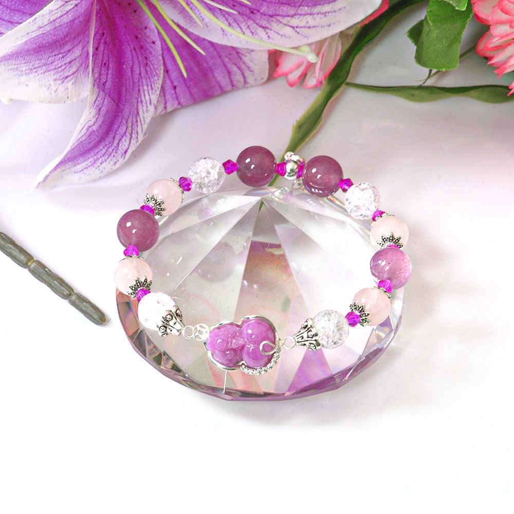 Picture of Mulany MB8049 Strawberry Quartz With Ruby Pixiu Charm Healing Bracelet