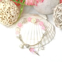 Picture of Mulany MB8070 Rose Quartz With Silver Money Bag Healing Bracelet