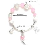Picture of Mulany MB8070 Rose Quartz With Silver Money Bag Healing Bracelet