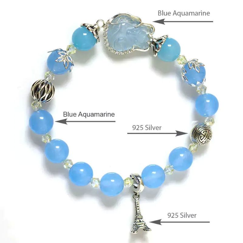 Picture of Mulany MB8005 Aquamarine Stone With Fox Charm Healing Bracelet