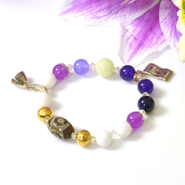Hình ảnh Vòng Tay Mulany MB8006 Đá Chalcedony Với Charm Dzi