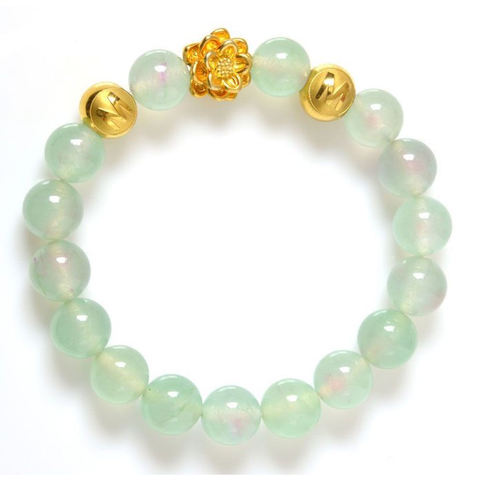 Hình ảnh Vòng Tay Mulany MB8014 Đá Agate Với  Charm Hoa Sen