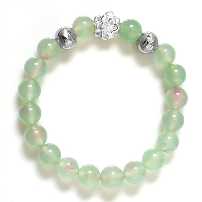 Hình ảnh Vòng Tay Mulany MB8014 Đá Agate Với  Charm Hoa Sen