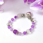 Picture of Mulany MB8015 Amethyst With Heart Charm Healing Bracelet