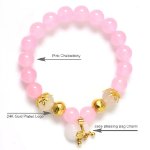 Picture of Mulany MB8016 Rose Quartz With Jade Blessing Bag Charm Healing Bracelet