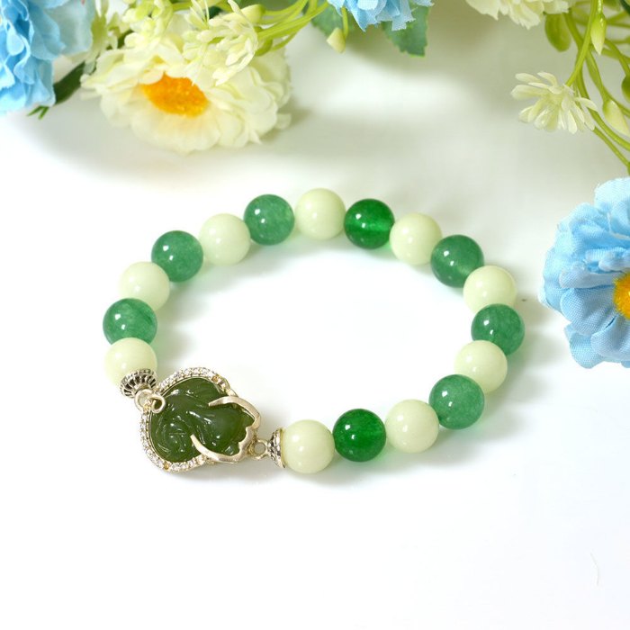 Picture of Mulany MB8018 Jade Stone With Fox Charm Healing Bracelet