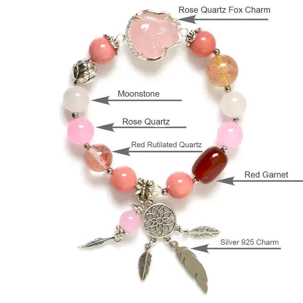 Picture of Mulany MB8022 Natural Stones With Fox Charm Healing Bracelet