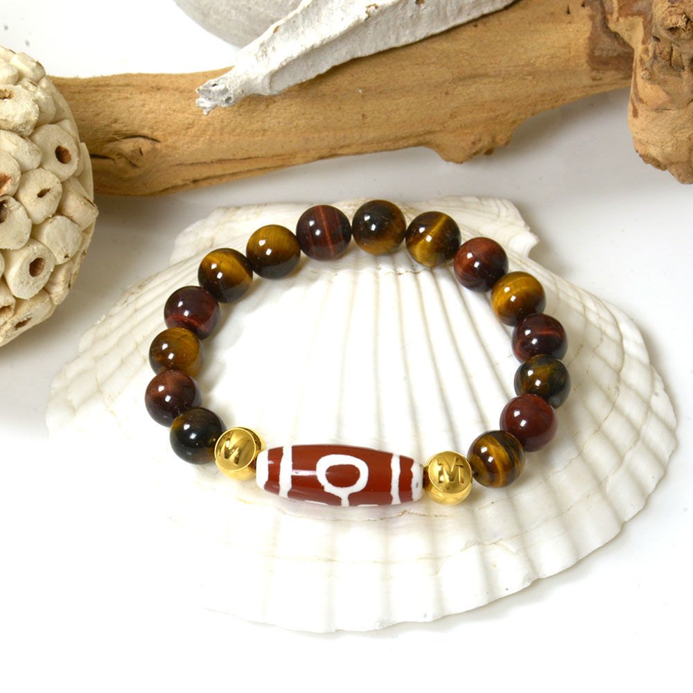 Picture of Mulany MB8025 Tiger Eye Stone With Dzi Charm Healing Bracelet