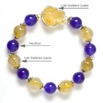 Picture of Mulany MB8026 Amethyst Stone With Gold Rutilated Quartz Healing Bracelet