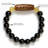 Picture of Mulany MB8029 Obsidian Stone With Dzi Charm Healing Bracelet