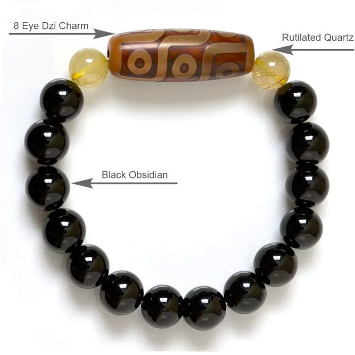 Picture of Mulany MB8029 Obsidian Stone With Dzi Charm Healing Bracelet