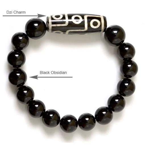 Picture of Mulany MB8030 Obsidian Stone With Dzi Charm Healing Bracelet