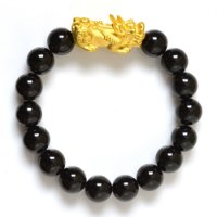 Hình ảnh Vòng Tay Phong Thủy MB8031 Hắc Diện Thạch Với Charm Pixiu