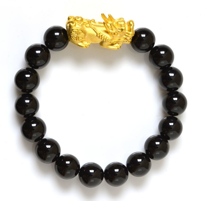 Hình ảnh Vòng Tay Phong Thủy MB8031 Hắc Diện Thạch Với Charm Pixiu