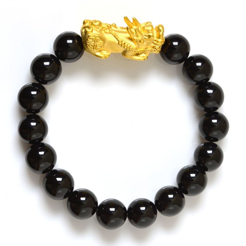 Hình ảnh Vòng Tay Phong Thủy MB8031 Hắc Diện Thạch Với Charm Pixiu