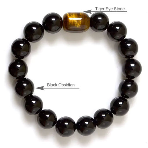 Picture of Mulany MB8035 Obsidian Stone With Tiger Eye Charm Healing Bracelet