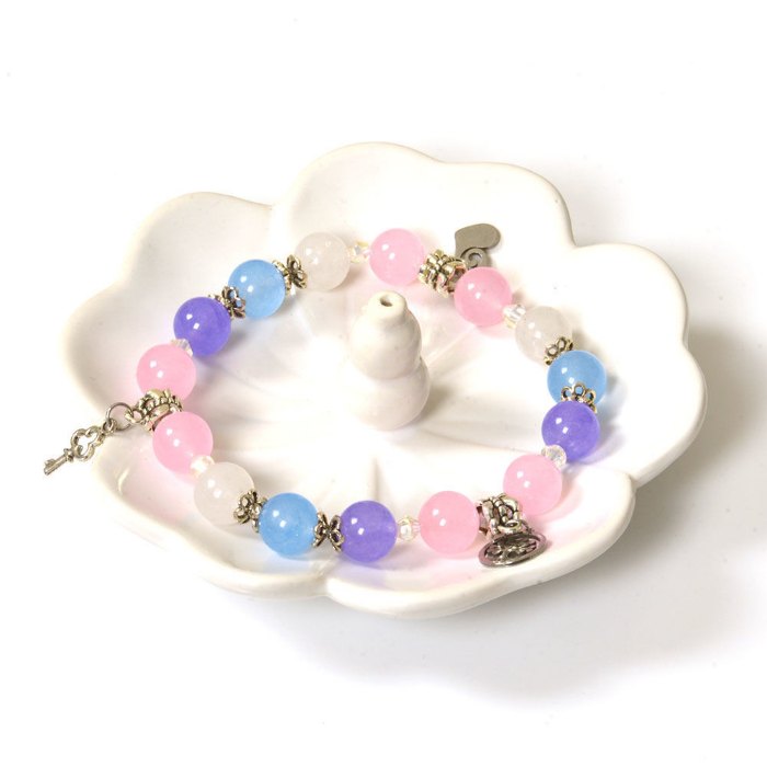 Picture of Mulany MB8041 Multi-Color Stone With Silver Charm Healing Bracelet