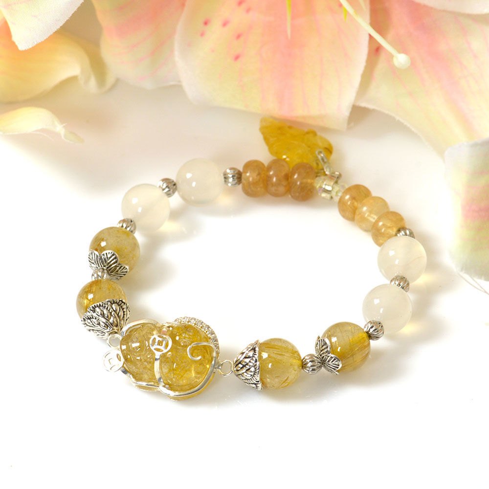 Picture of Mulany MB8044 Rutilated Quartz With Pixiu Charm Healing Bracelet