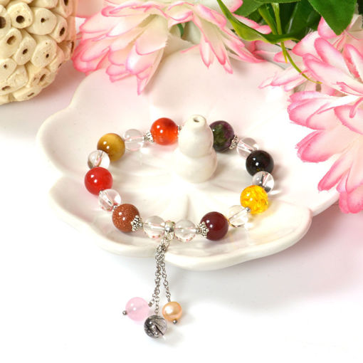 Picture of Mulany MB8056 Multicolor Stone With Beads Charm Healing Bracelet