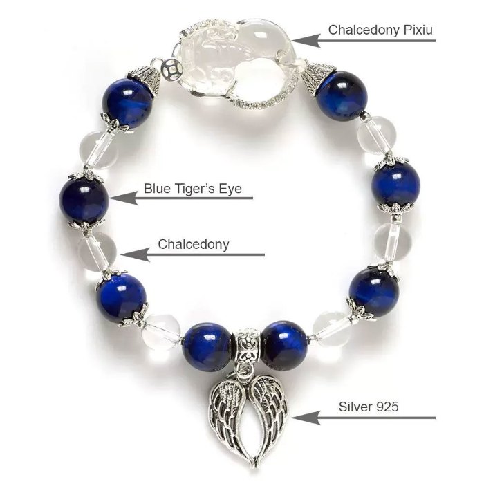Picture of Mulany MB8059 Blue Tiger Eye With Pixiu Charm Healing Bracelet