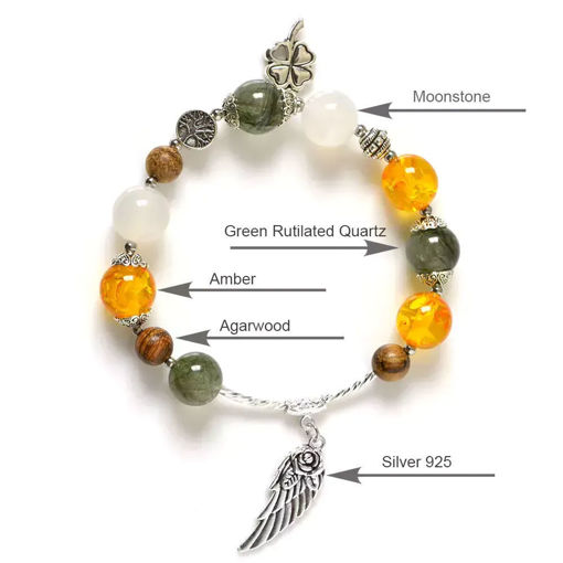 Picture of Mulany MB8064 Rutilated Quartz and Amber Healing Bracelet