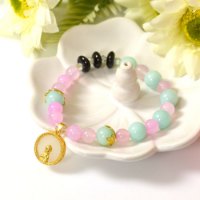 Picture of Mulany MB8068 Rose Quartz With Jade Buddha Charm Healing Bracelet