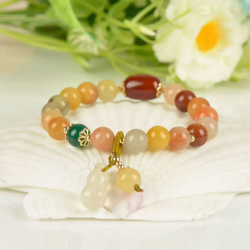 Picture of Mulany MB201 Natural Stone & Jade Gourd Charm Healing Bracelet