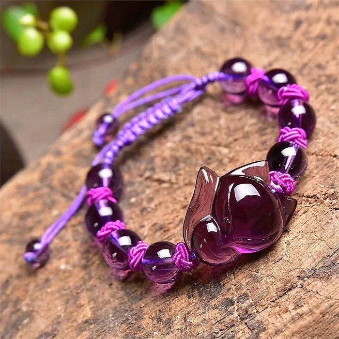 Hình ảnh Vòng Tay Phong Thủy Mulany MB210 Thạch Anh Hồ Ly Tím