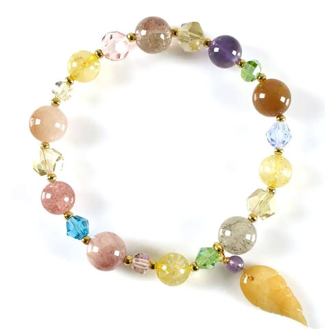Picture of Mulany MB211 Natural Stone & Leaf Pendant Healing Bracelet
