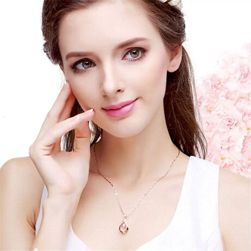 Picture of Mulany NL401 Crystal Opal Rose Gold Necklace