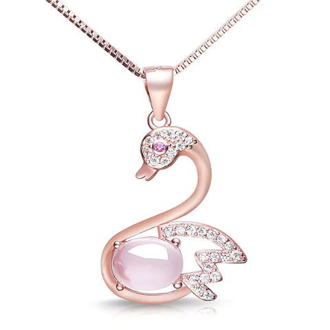 Picture of Mulany NL404 Crystal Zircon Swan Pendant Necklace