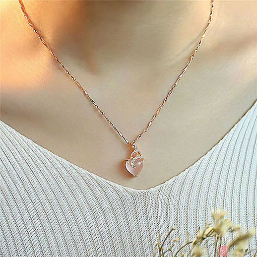 Picture of Mulany NL405 Crystal Zircon Heart Pendant Necklace