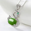 Picture of Mulany NL406 Jade Emerald Swan Pendant Necklace