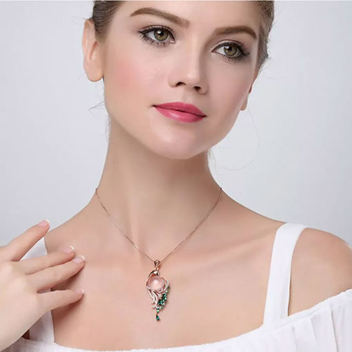 Picture of Mulany NL411 Emerald Phoenix Pendant Necklace