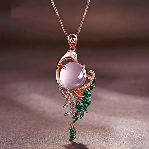 Picture of Mulany NL411 Emerald Phoenix Pendant Necklace