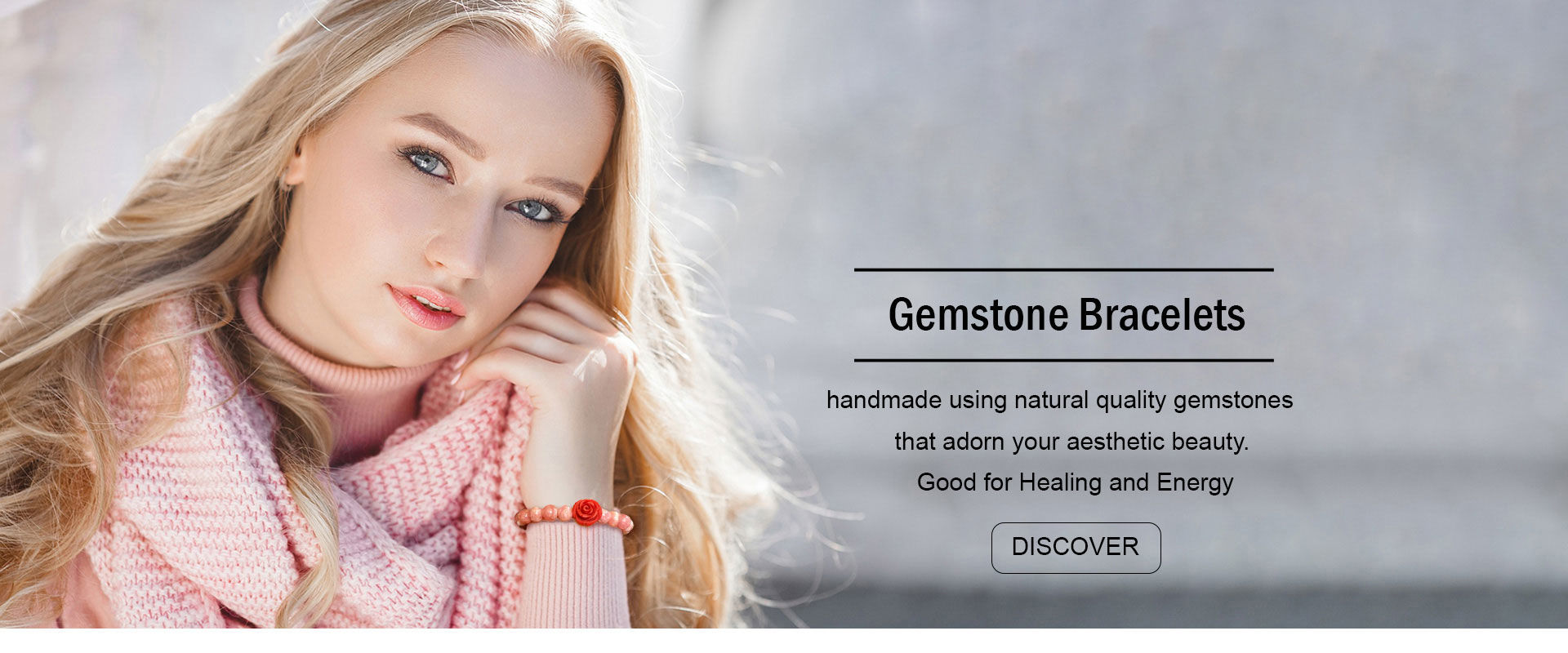 woman wearing a red stone healing bracelet