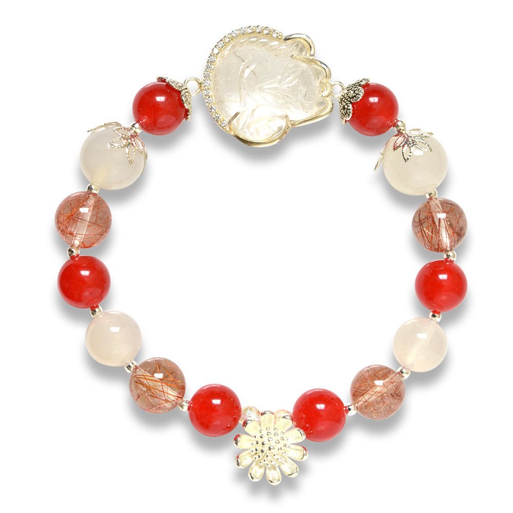 Picture of Mulany MB8002 Red Rutilated Quartz Fox Charm Healing Bracelet