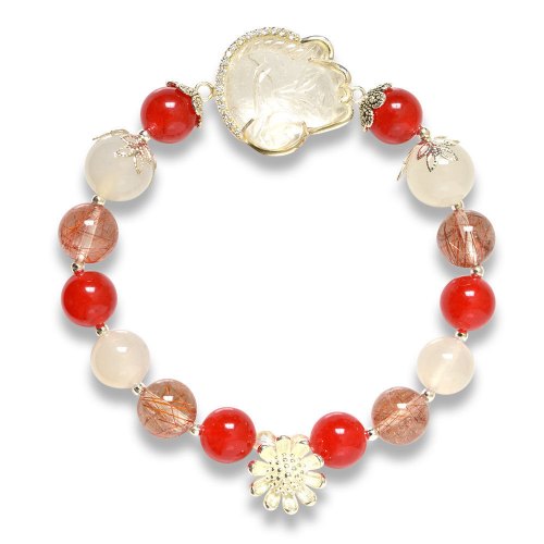 Picture of Mulany MB8002 Red Rutilated Quartz Fox Charm Healing Bracelet