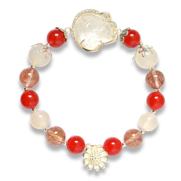 Picture of Mulany MB8002 Red Rutilated Quartz Fox Charm Healing Bracelet
