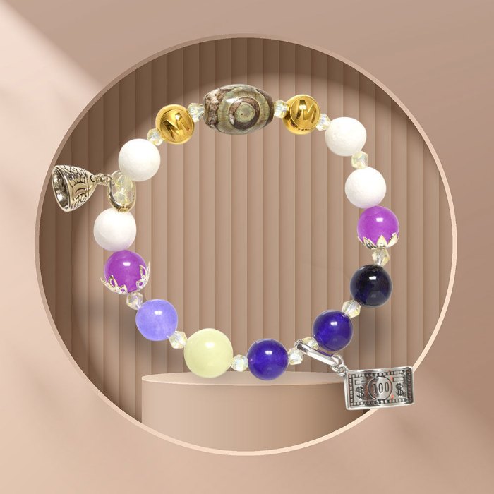 Hình ảnh Vòng Tay Mulany MB8006 Đá Chalcedony Với Charm Dzi