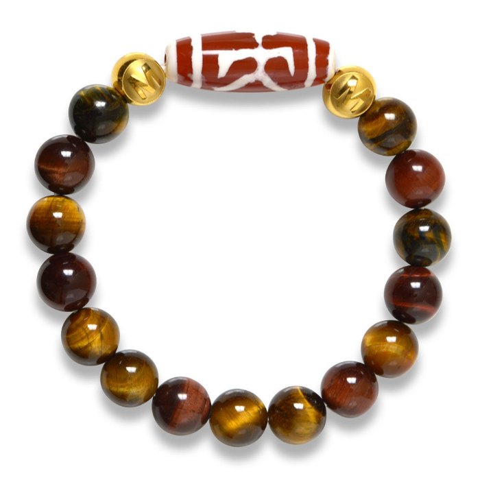 Hình ảnh Vòng Tay MB8025 Đá Mắt Hổ Với Charm Dzi