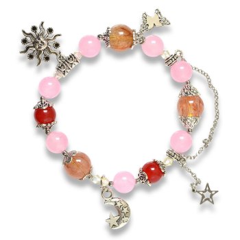 Picture of Mulany MB8027 Natural Stones With Silver Charm Healing Bracelet