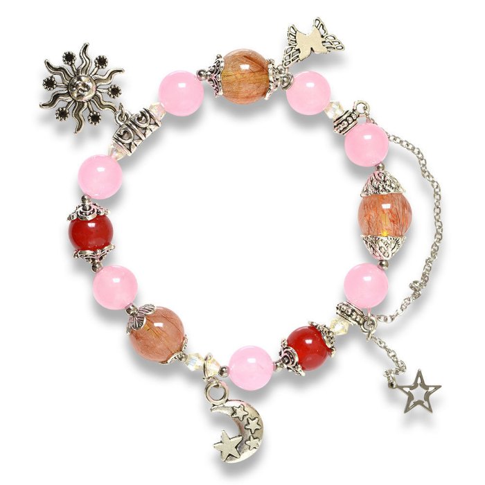 Hình ảnh Vòng Tay Mulany MB8027 Thạch Anh Hồng & Thạch Anh Tóc Đỏ