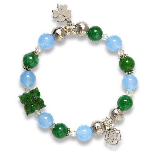 Picture of Mulany MB8040 Green Jade & Aquamarine Healing Bracelet