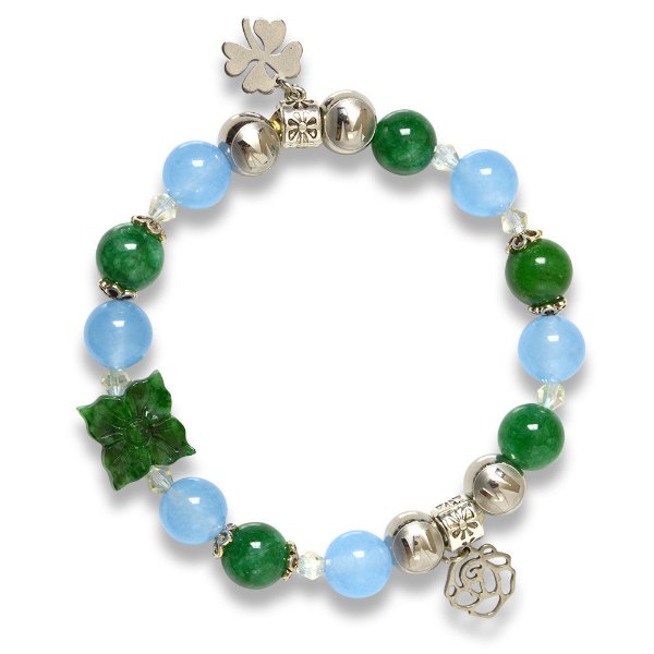 Picture of Mulany MB8040 Green Jade & Aquamarine Healing Bracelet